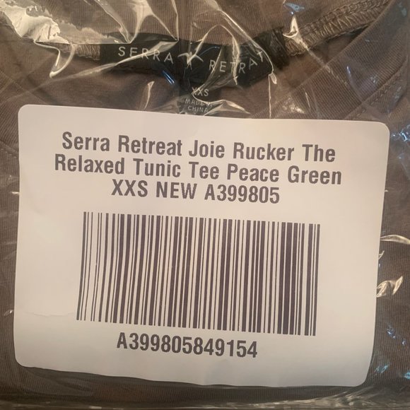 NWT SERRA RETREAT BY JOIE RUCKER THE‎ RELAXED TUNIC TEE PEACE GREEN XXS - Picture 8 of 9